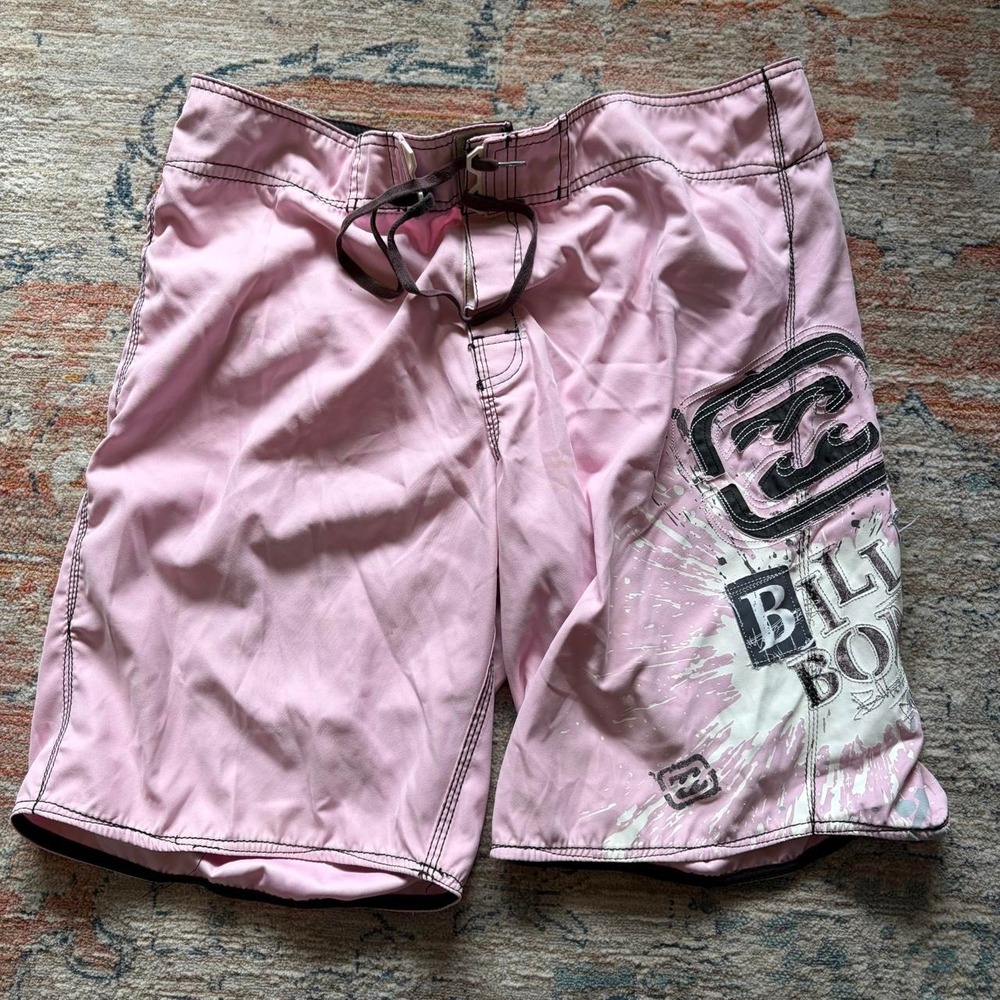 Vintage Billabong Board Shorts Mens 38 Pink Brown Y2K Skater Swim Trunks M183Q
